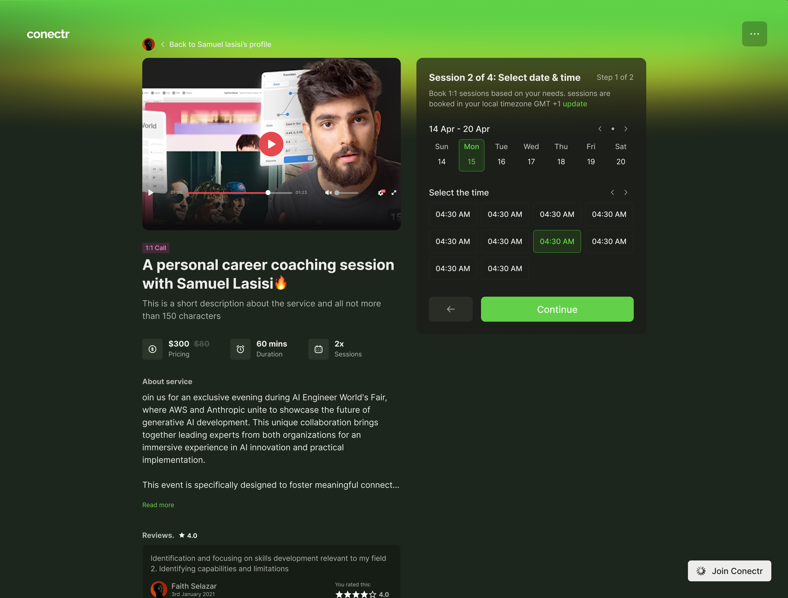 Personalized 1:1 Booking